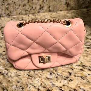 CMK Mini Pink Quilted Faux Leather Purse Gold Chain